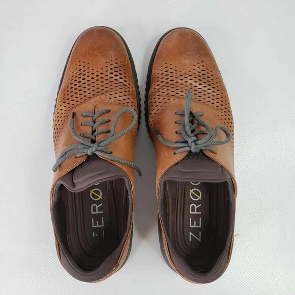 Cole Haan Mens Size 10.5M 2.ZERØGRAND Brown Lined Laser Wingtip Oxford Shoes main image 9